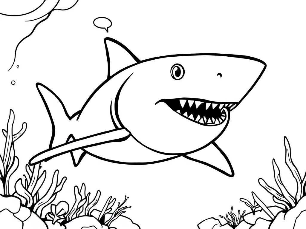 Kleurplaat van een haai