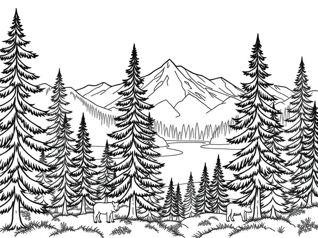 Mountain Landscape Coloring Page