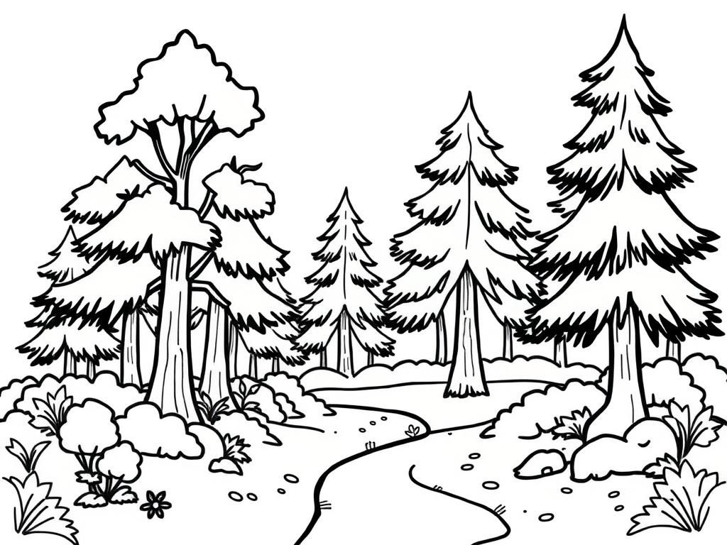 Forest Landscape Coloring Page