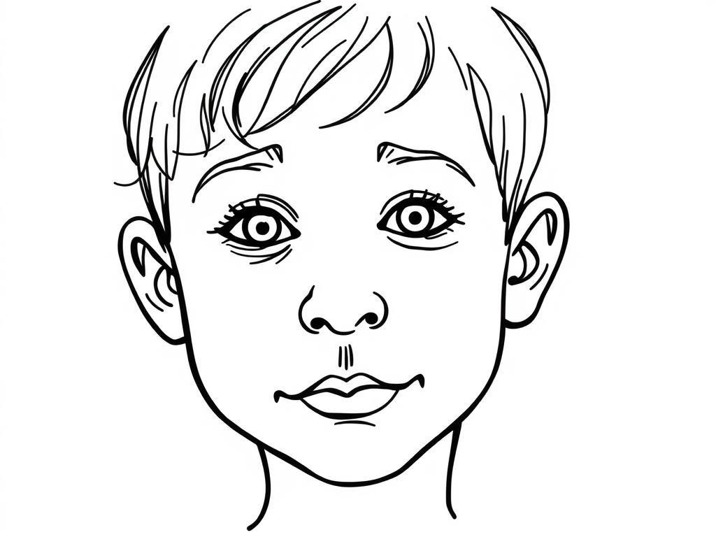 Preview of a simple sketch of a male child's face in style of picasso