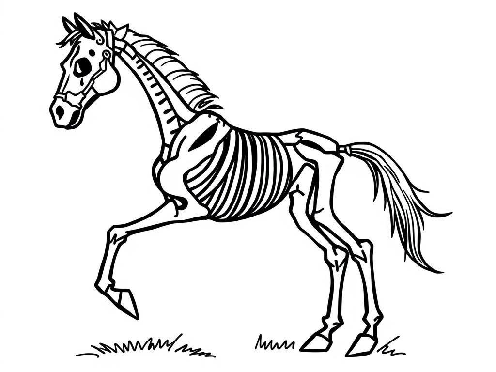 Horse Skeleton Coloring Page