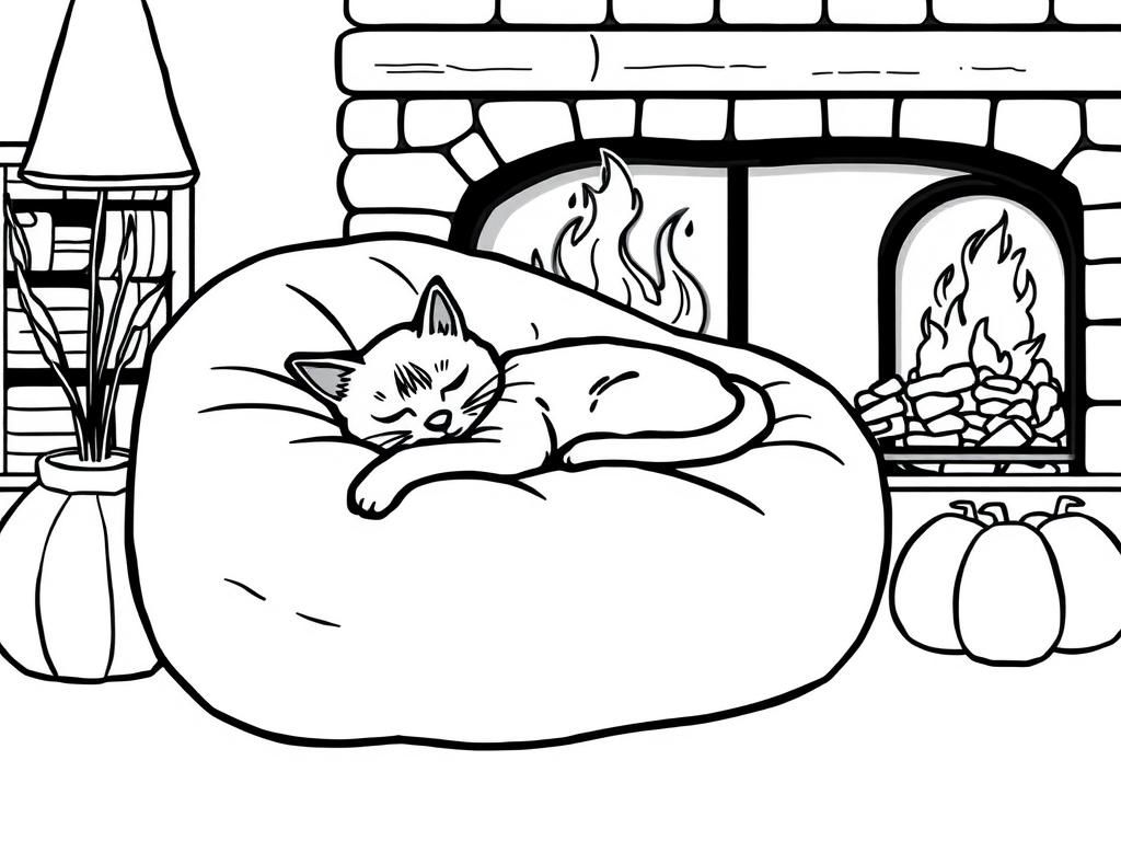 Cozy Cat Coloring Page