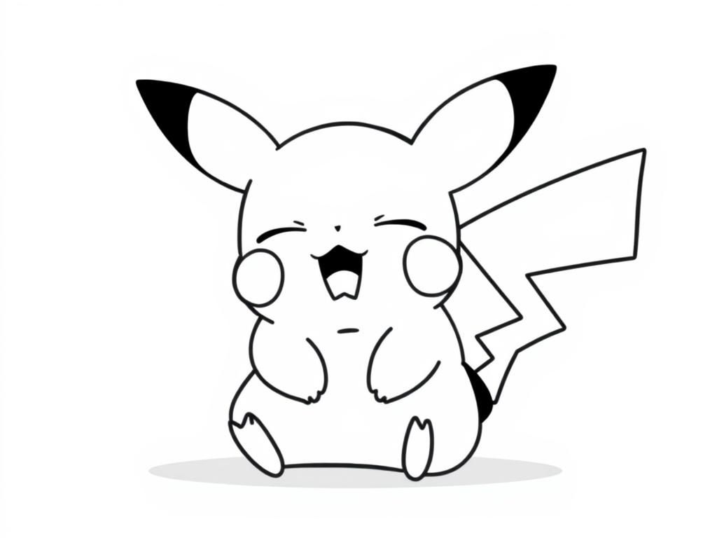 Preview of A sleepy baby pikachu coloring pages moment with Baby Pikachu yawning and stretching