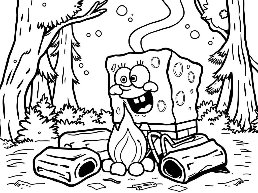 a sponge telling a campfire story