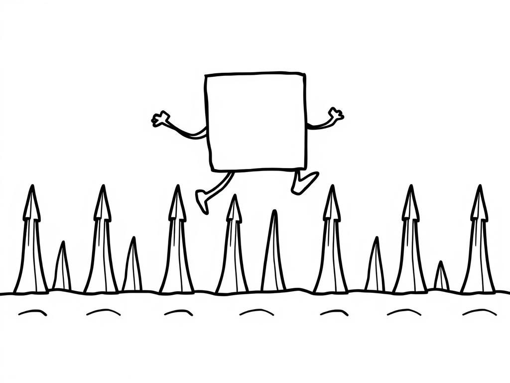 A square jumping over spikes that are in a row and in a tablet