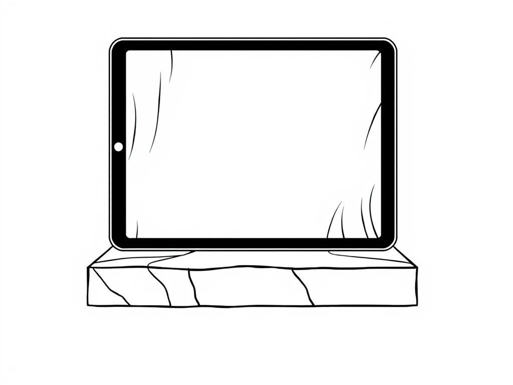 A square sliding on a 2D rectangular platform that is not cracked INSIDE a Ipad - Free Printable Coloring Page