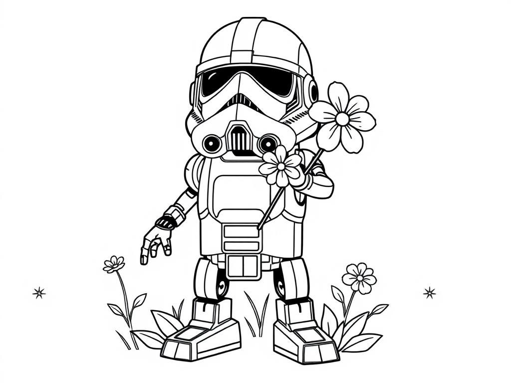 Preview of a starwars robot with a flowers