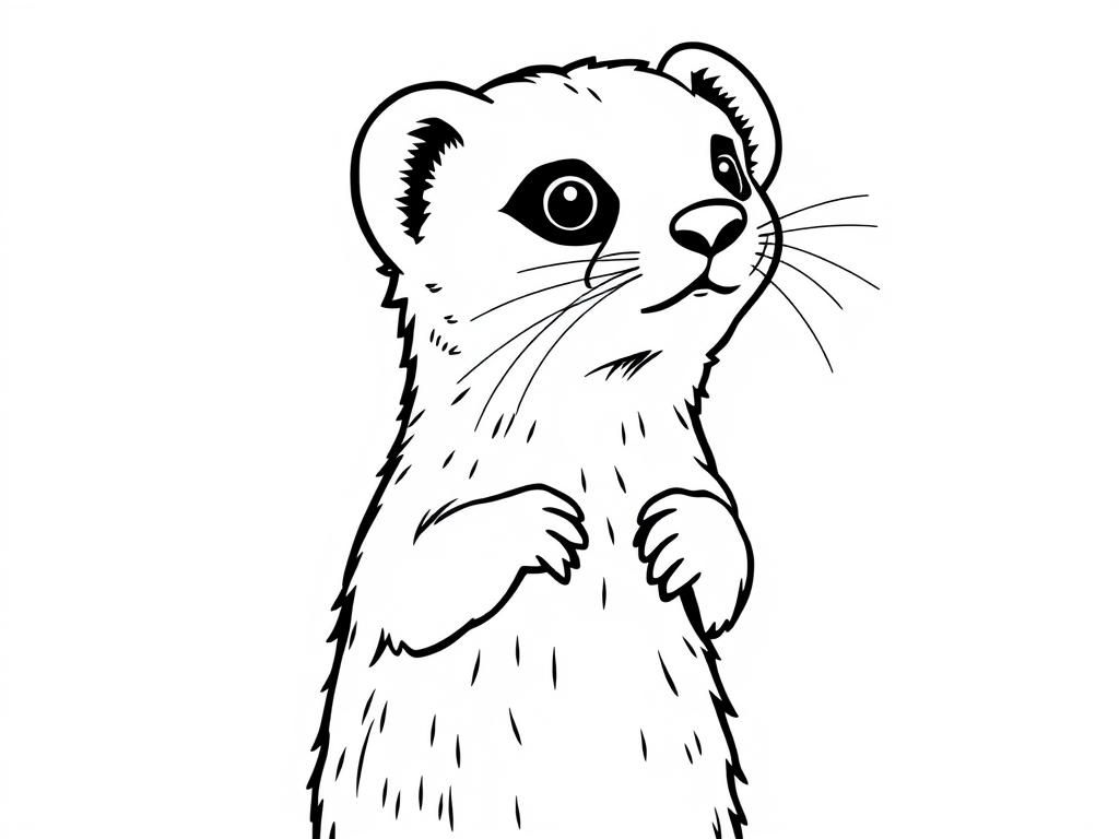 Cute Cartoon Weasel Coloring Page