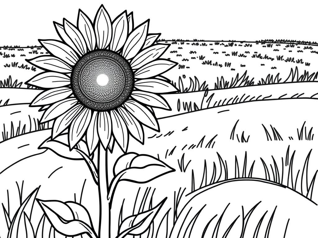 Preview of A sunflower standing in a field.