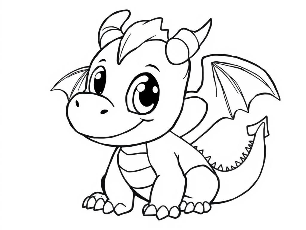 A super cute baby dragon with enormous eyes, stubby wings and horns, and soft fluffy scales