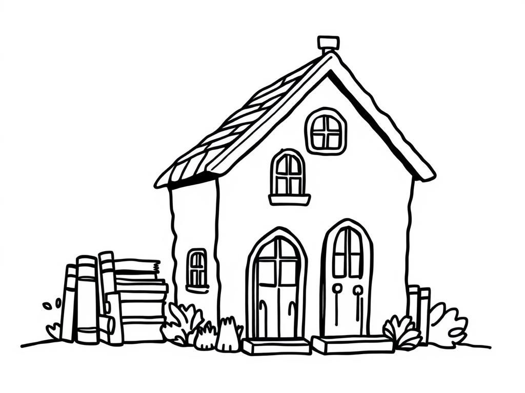 Coloring Page of a Cozy Little House
