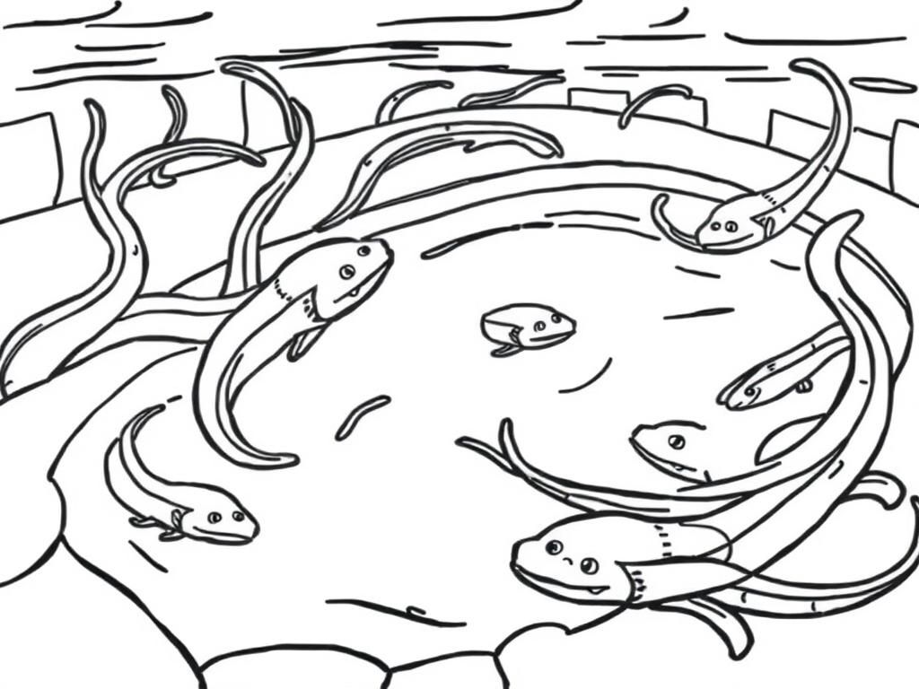 a swimming pool full of eels