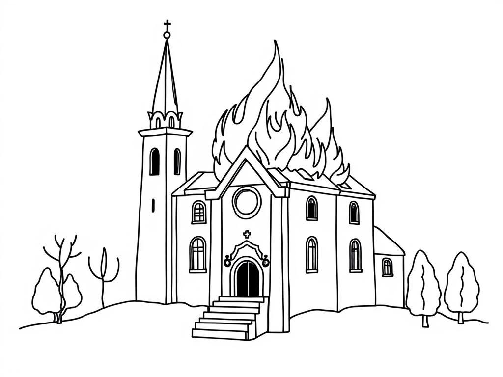 A synagogue on fire