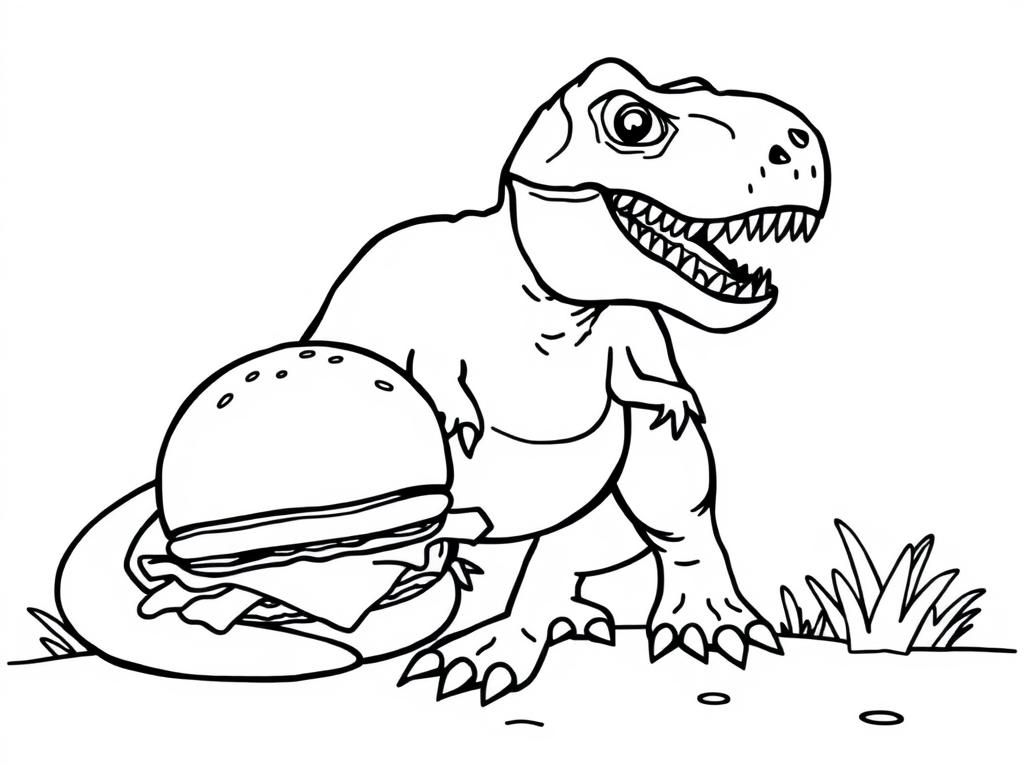 Preview of A T-Rex eating a hamburger