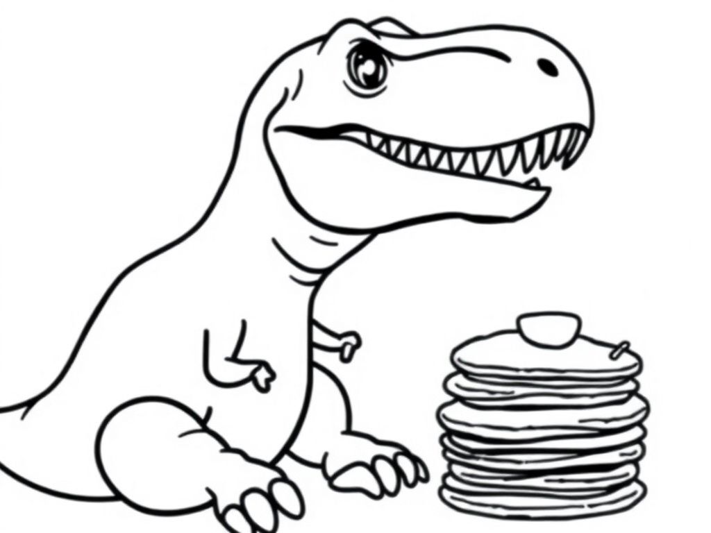 Dinosaur Pancake Fun Coloring Page