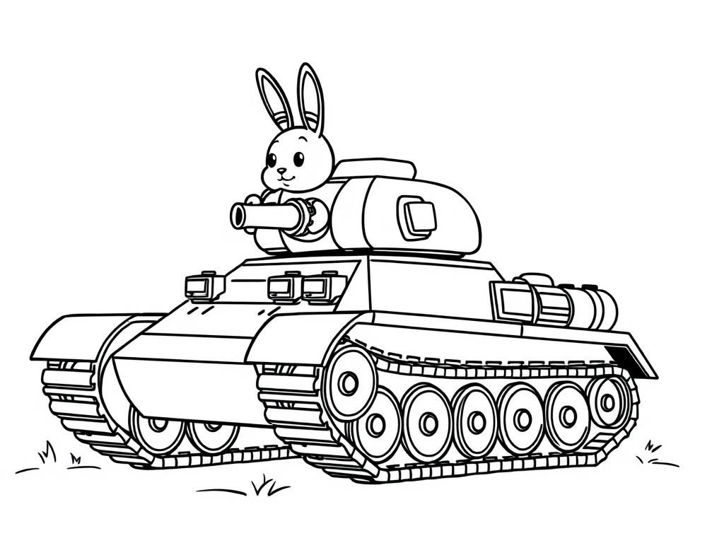 Rabbit in Tank Coloring Page
