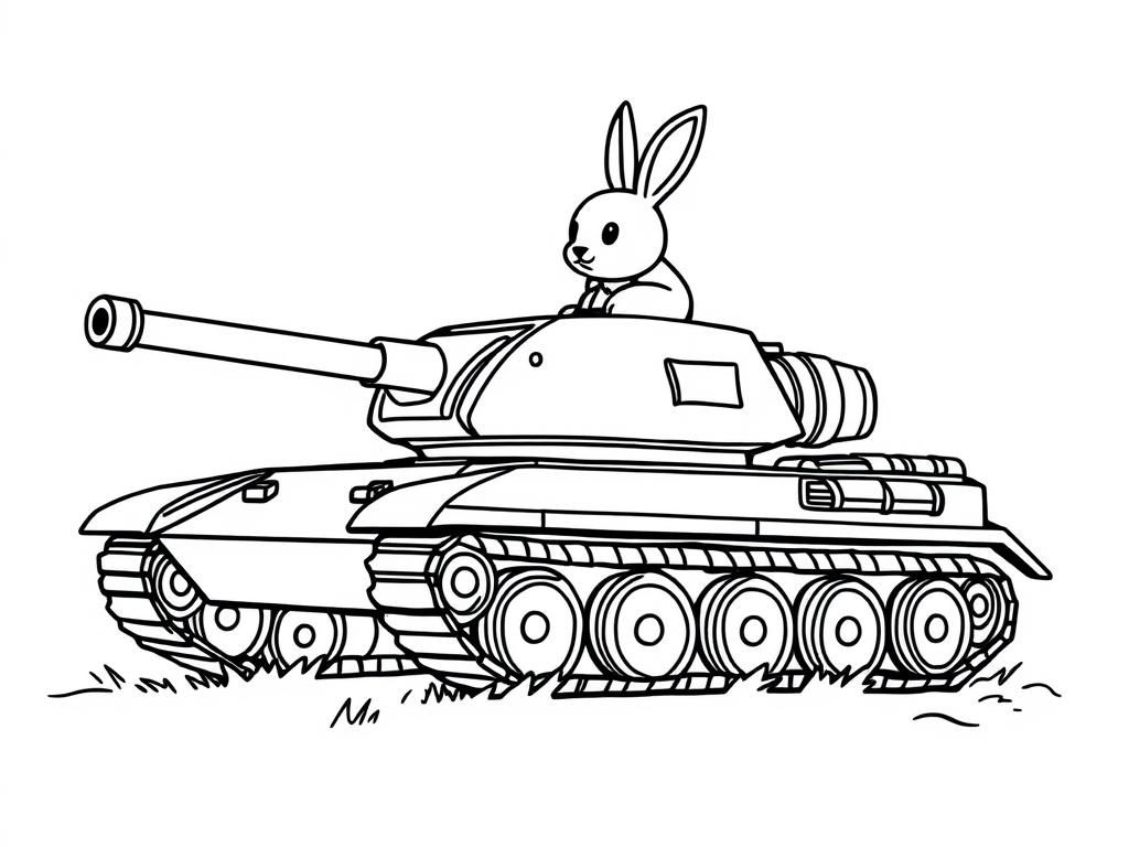 Rabbit in Tank Coloring Page