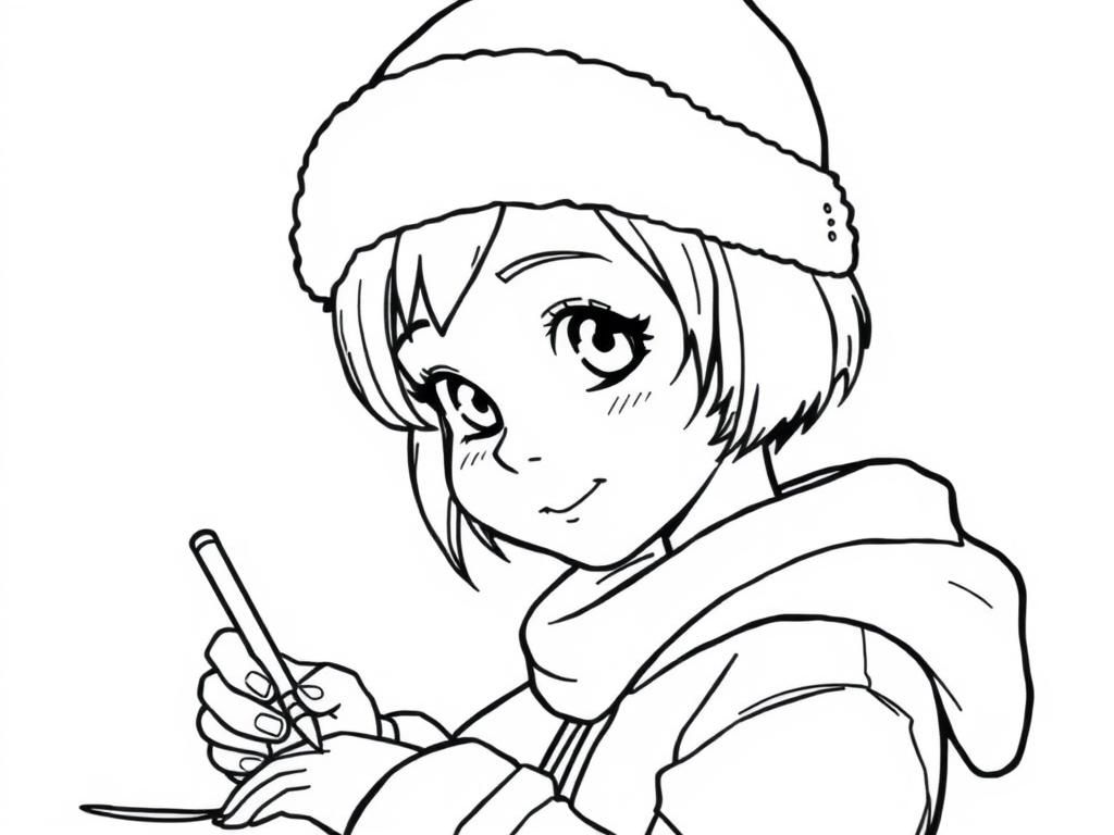 Winter Girl Coloring Page
