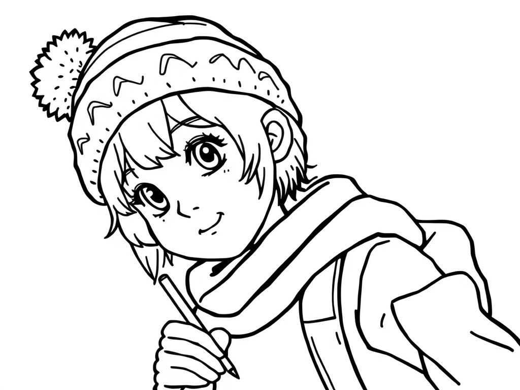 Winter Girl Coloring Page