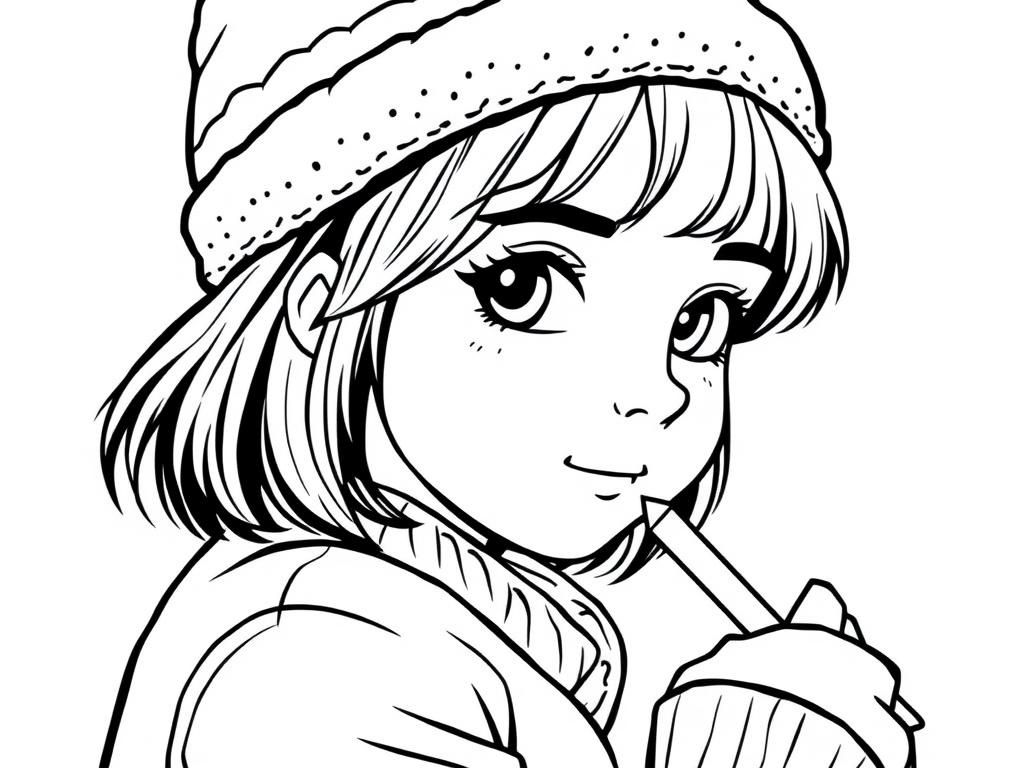 Girl in Winter Clothes Coloring Page