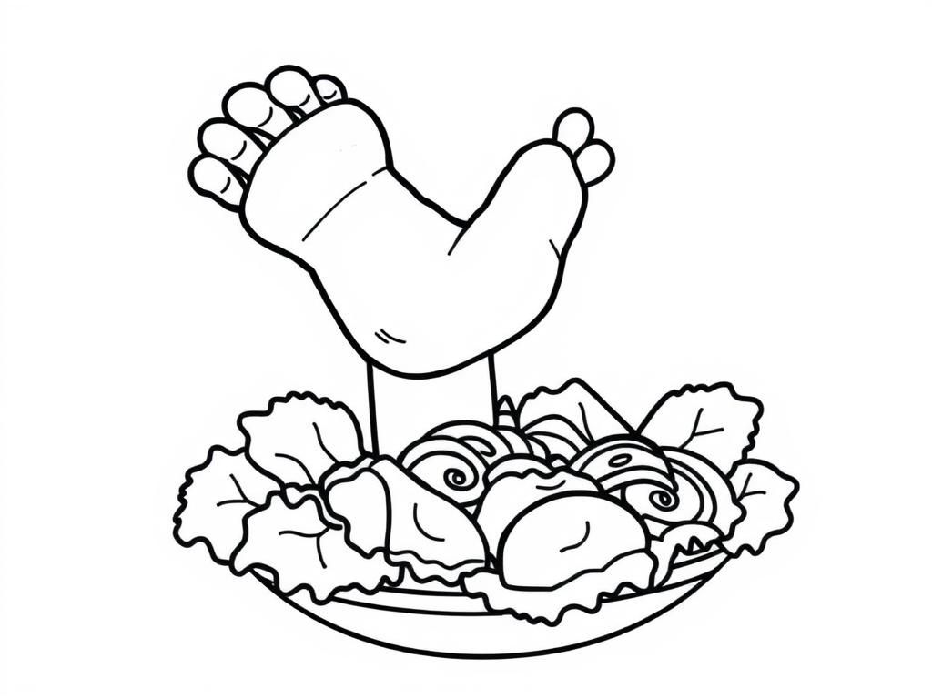 A toenail doing a backflip into a to a salad