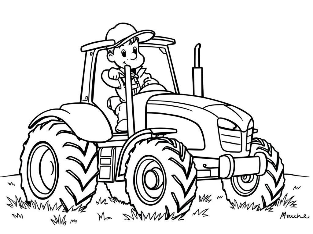 a tractor with a cheeky farmer