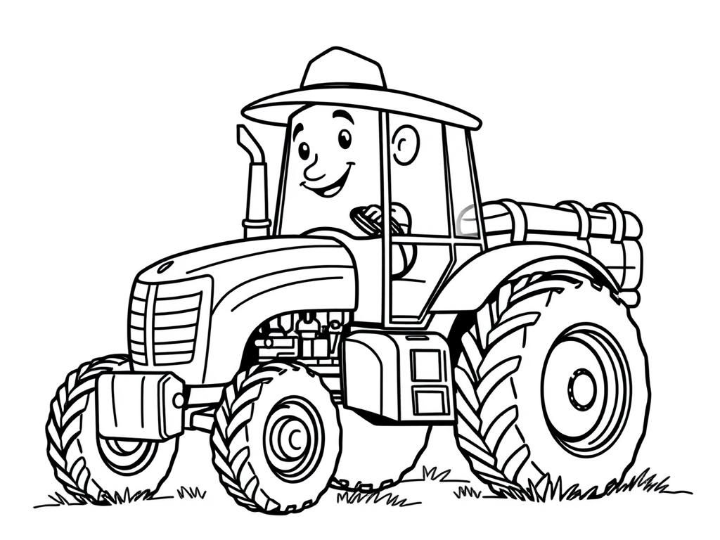 a tractor with a cheeky farmer