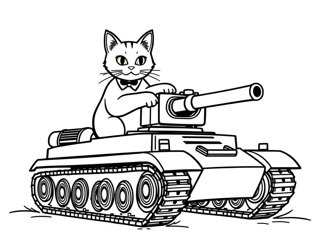 Kleurplaat Kattentank