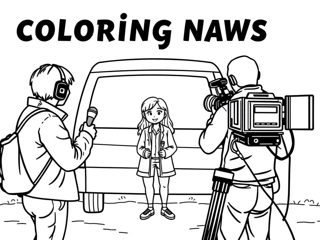 Preview of A TV news crew, including a reporter with a microphone and a cameraman, pointing the camera at her in front of a van