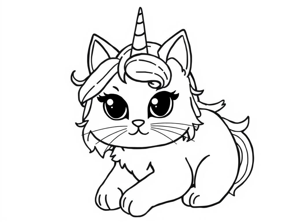 Unicorn Cat Coloring Page