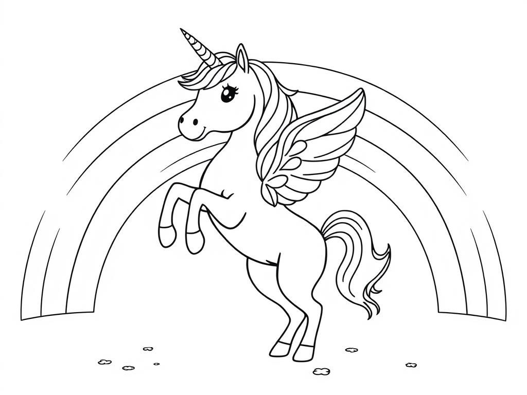 Winged Unicorn Coloring Page