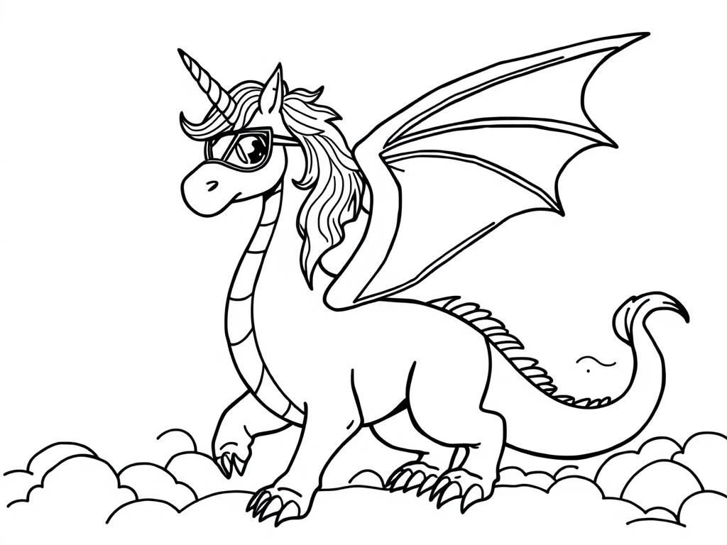 a unicorn superhero with wings riding a dragon