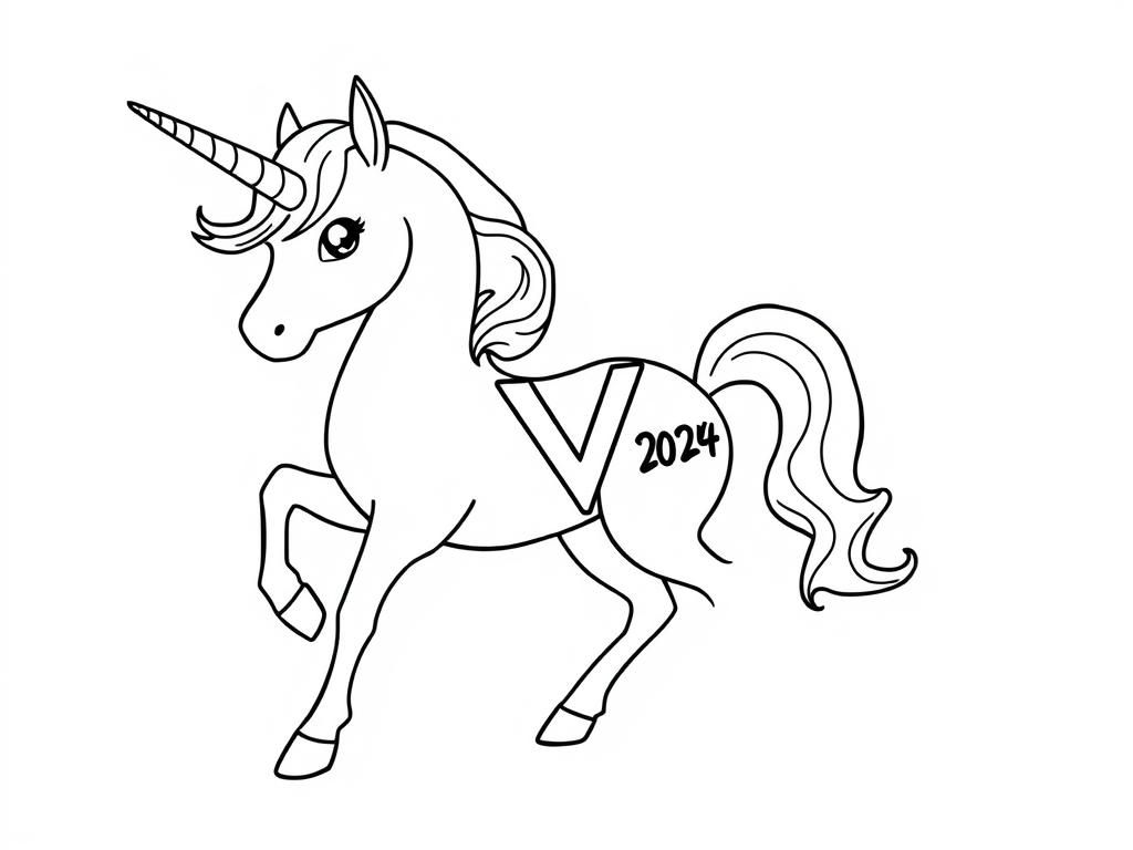 Preview of A unicorn with a V logo on its side, with the text “2024-2025” added to the picture