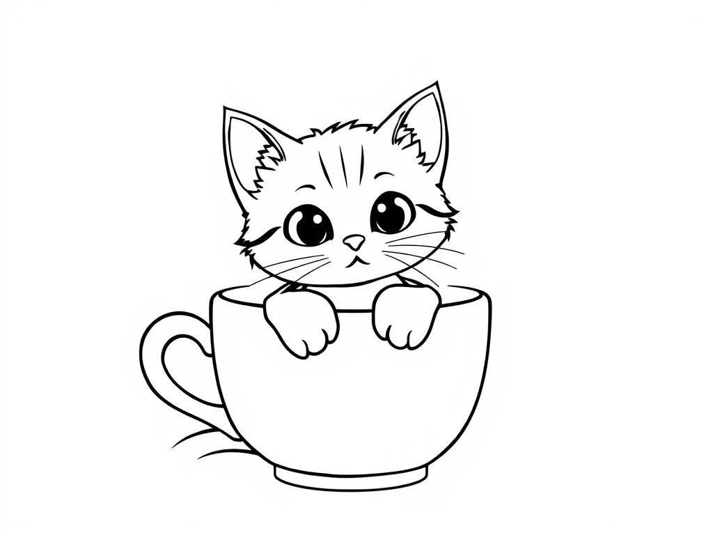 A very cute cat sitting in a big cup.