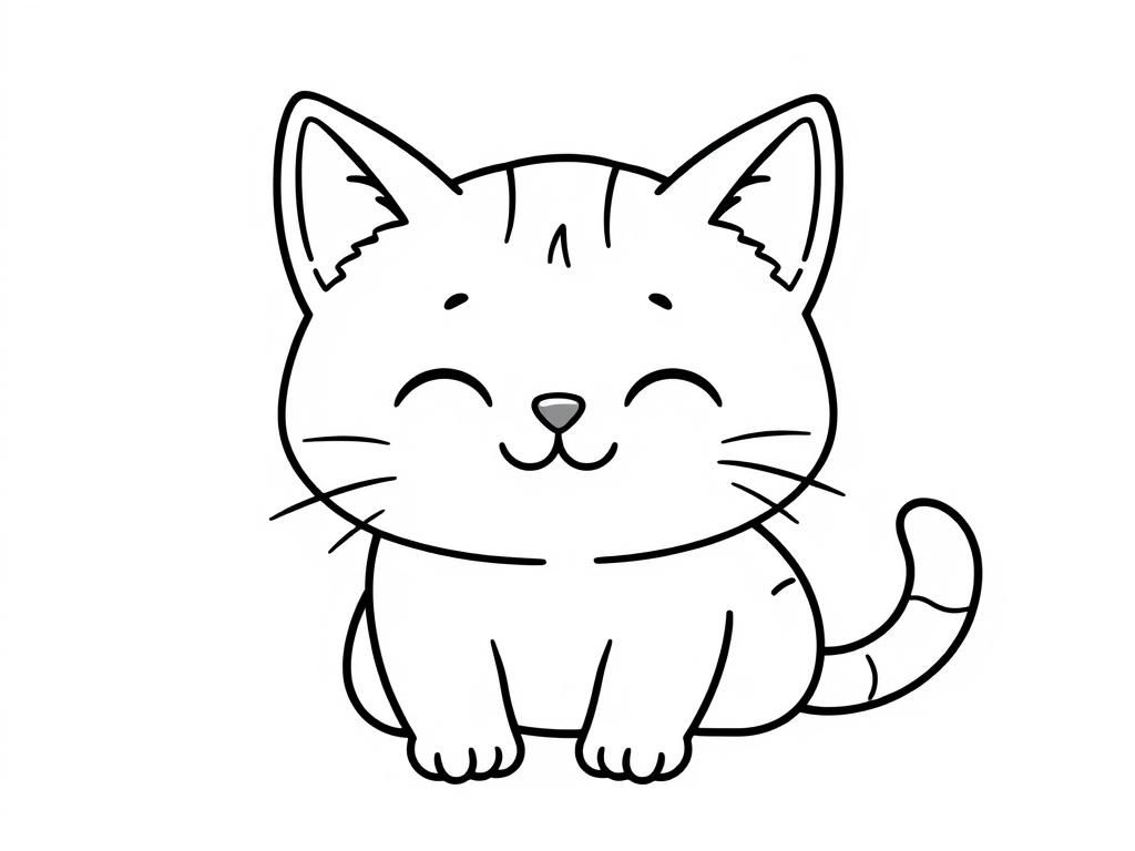 Coloring Page of a Happy Cat