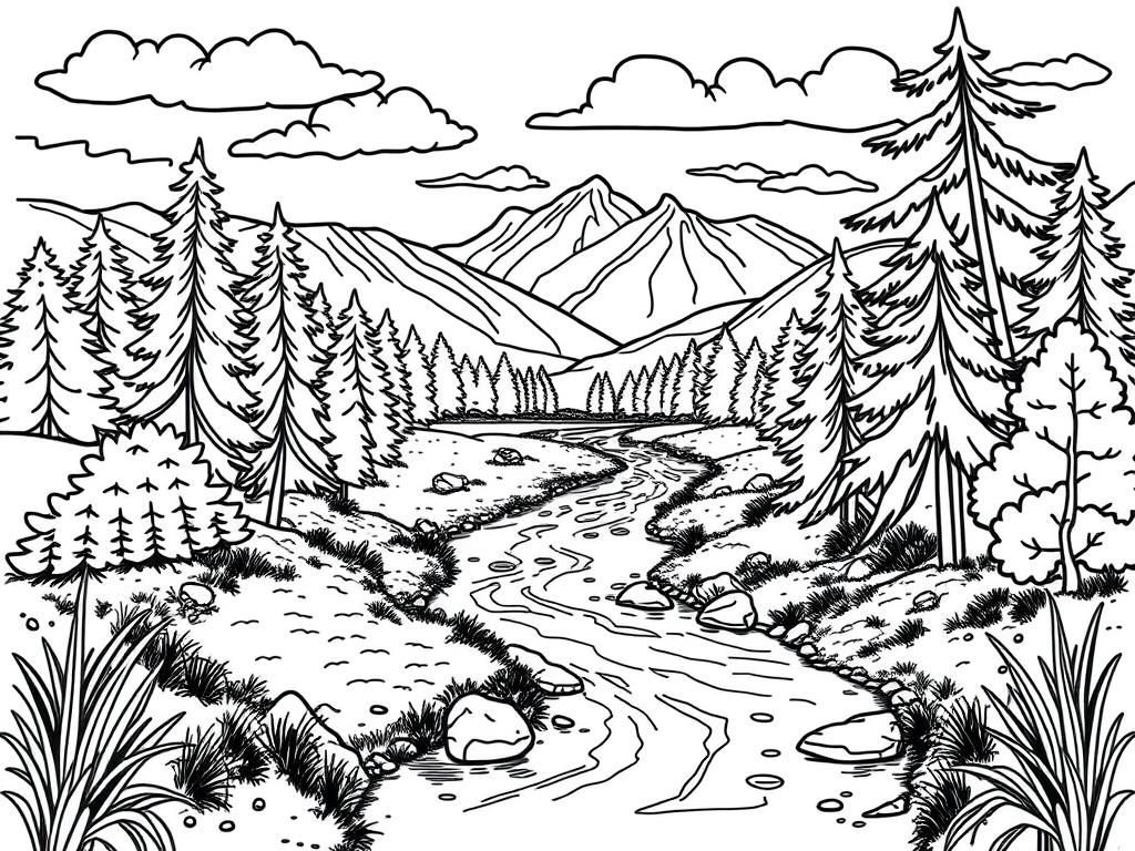 Preview of a very detailed nature landscape with a river