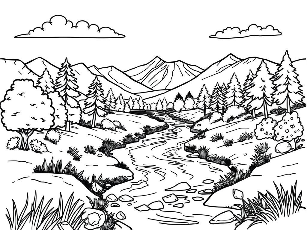 Preview of a very detailed nature landscape with a river