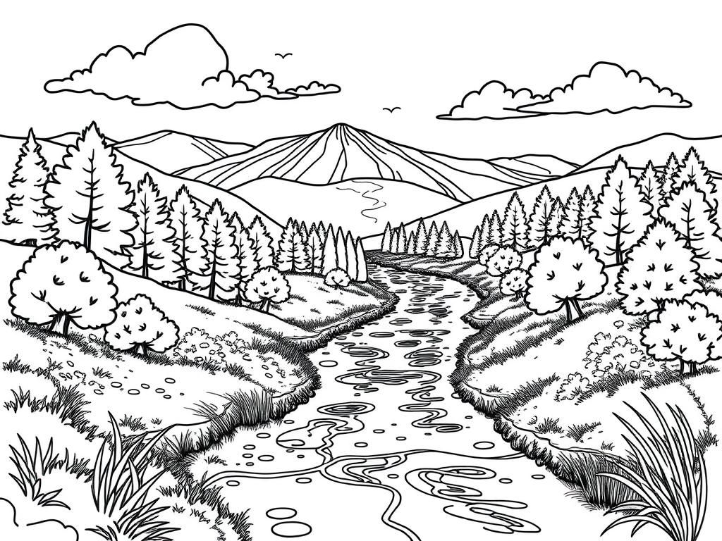 Preview of a very detailed nature landscape with a river