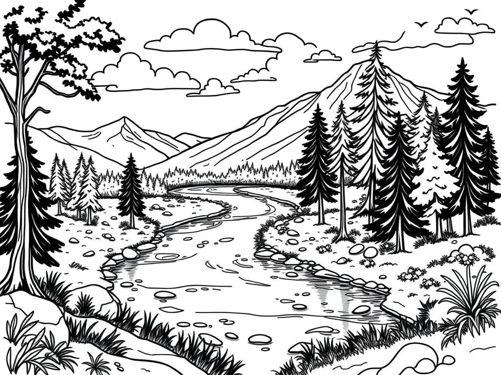 Preview of a very detailed nature landscape with a river