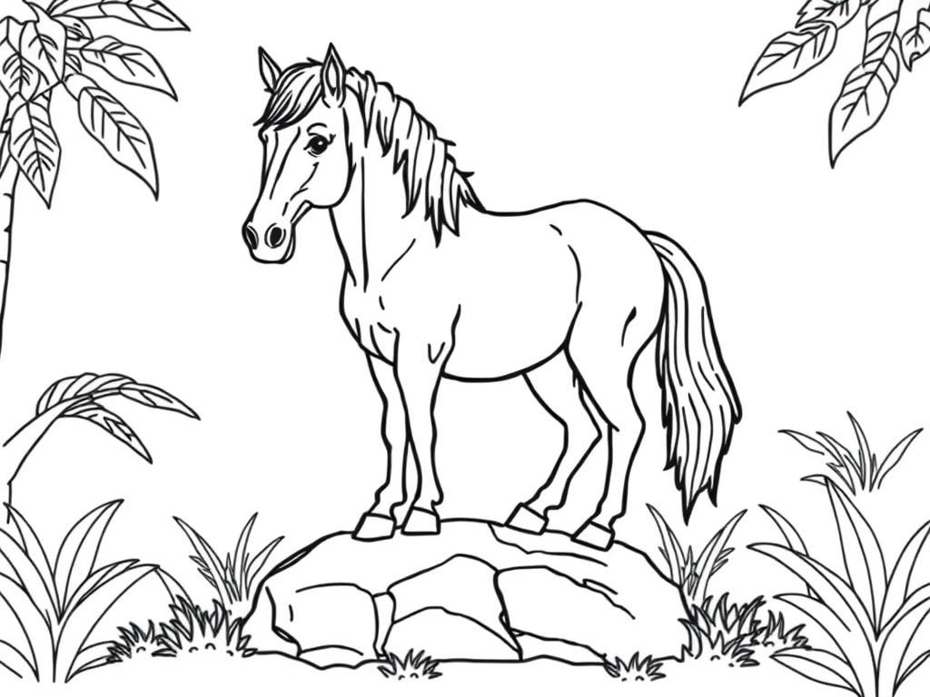 Preview of A very fat horse of standing on a Stone in the Jungle