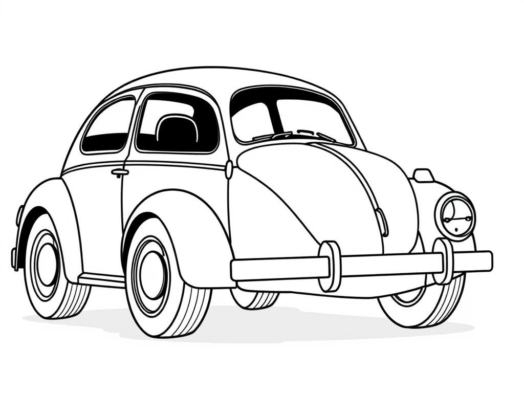 Vintage Volkswagen Kever kleurplaat