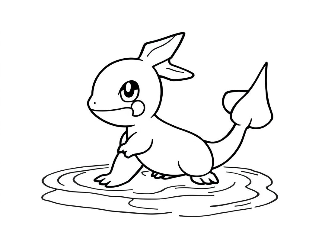 Cute Cartoon Water Creature Coloring Page