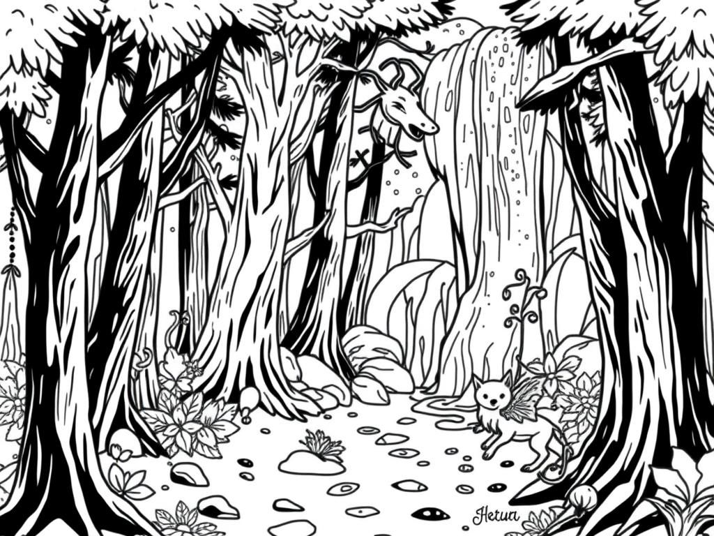 Forest Fantasy Coloring Page