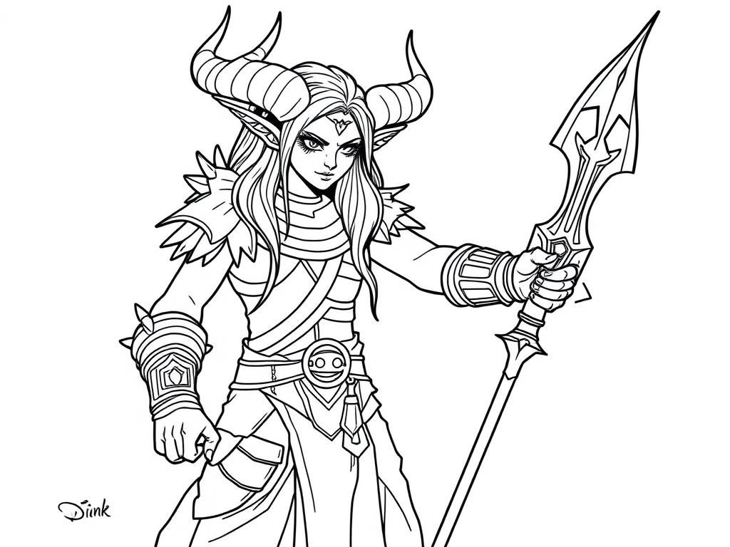 Fantasy Warrior Coloring Page