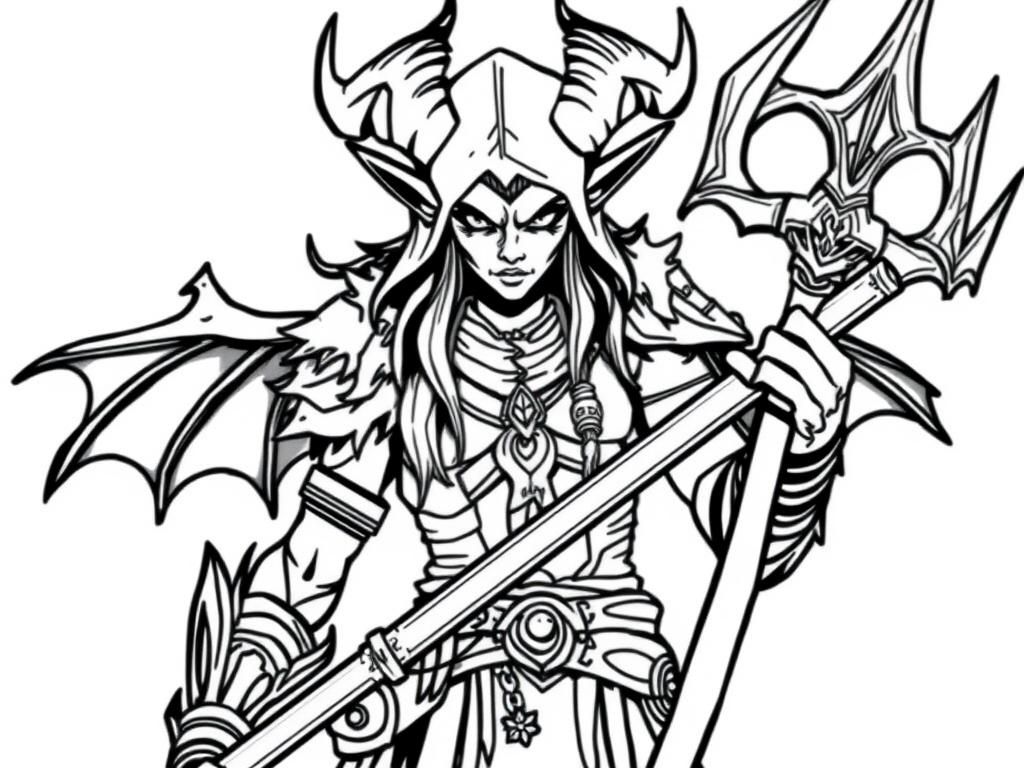 Fantasy Warrior Woman Coloring Page