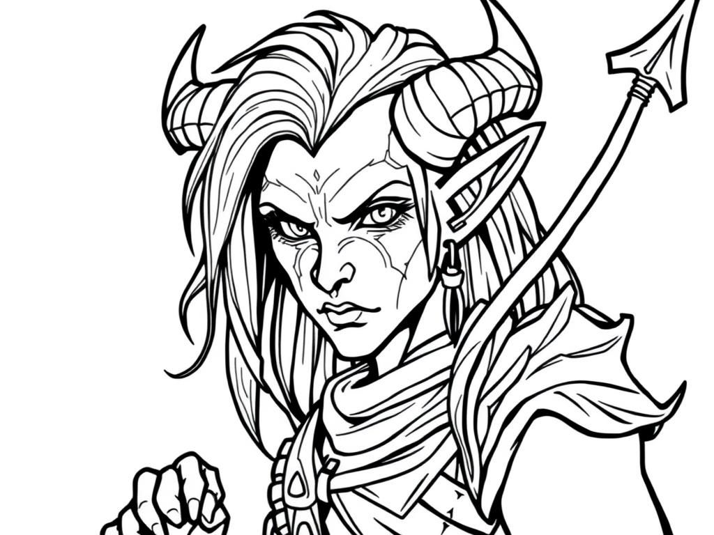 Fantasy Elf Warrior Coloring Page