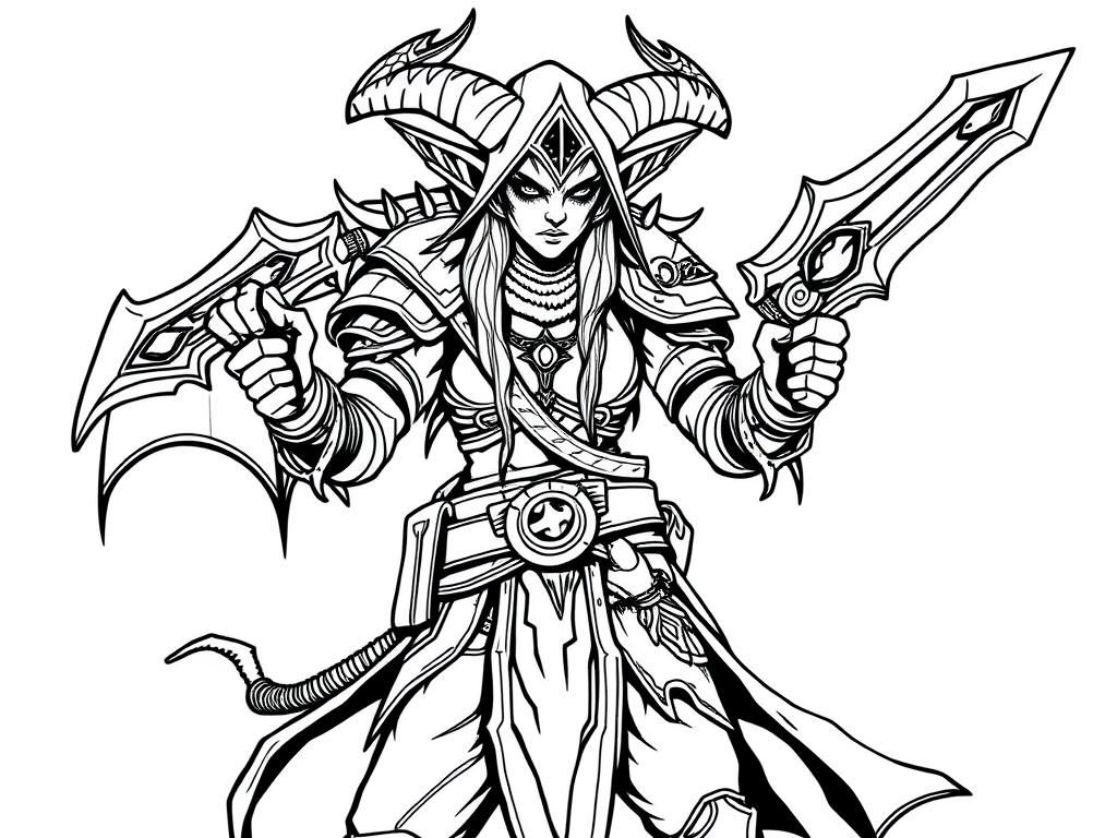 Fantasy Warrior Coloring Page