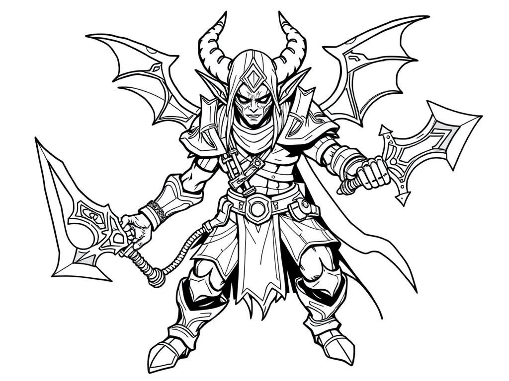 Demon Warrior Fantasy Coloring Page