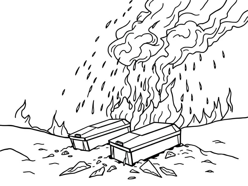 A world on fire. Raining coffins