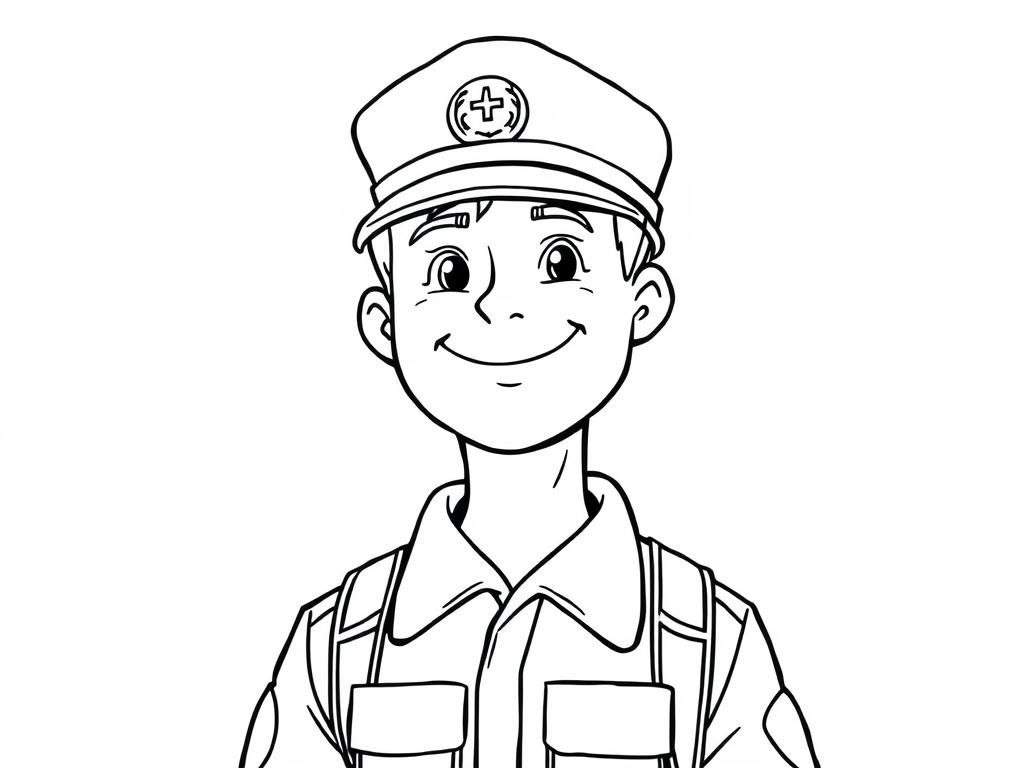 a young white blond american soldier stands upright and looks happy and healthy